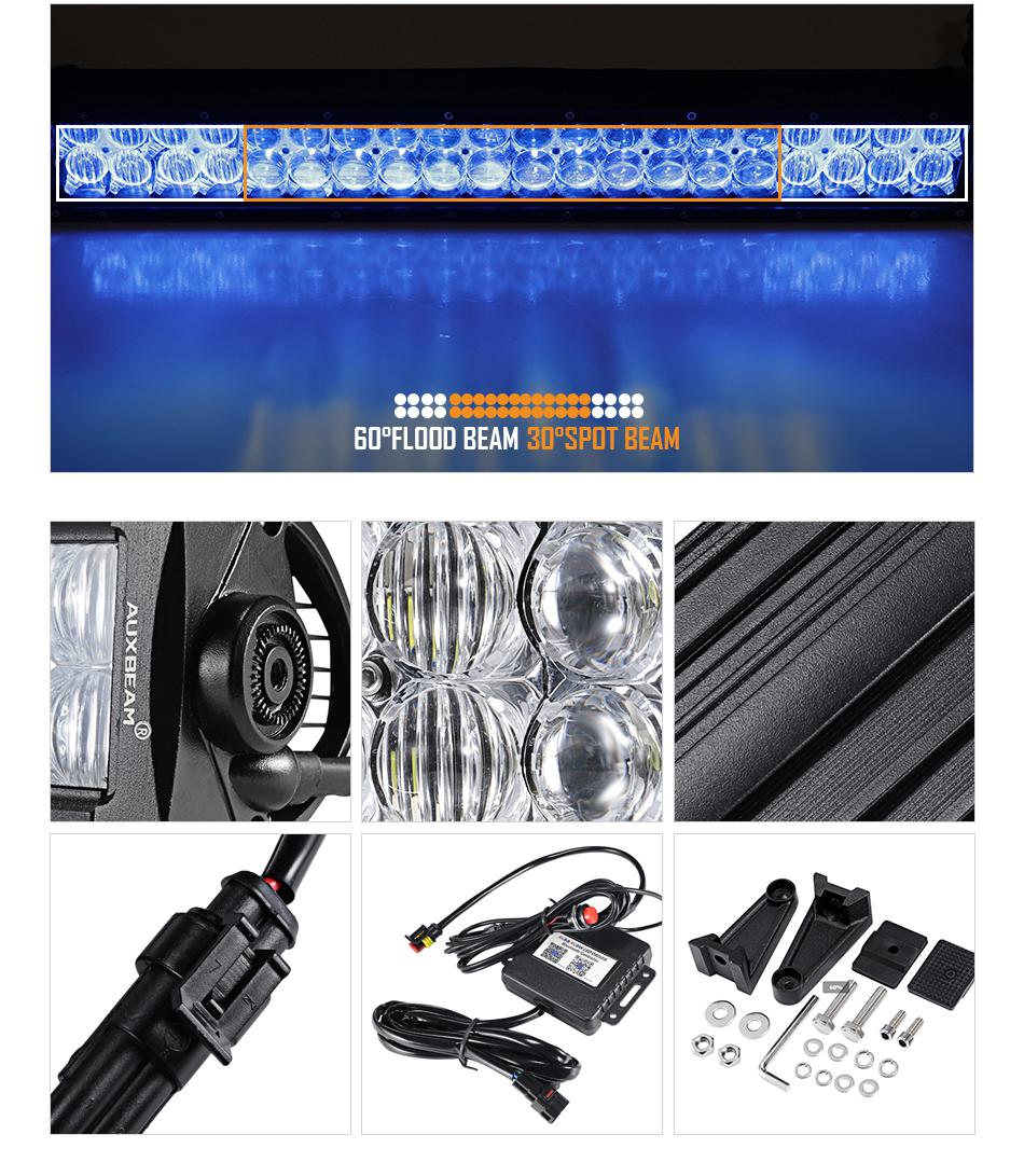 Auxbeam 22" Straight LED RGB Cree light bar WITH 12V converter