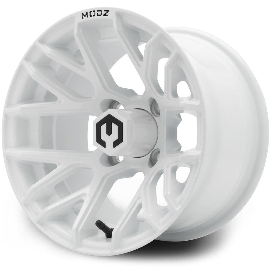 MODZ® Matrix 12x7 Glossy White Golf Cart Wheel