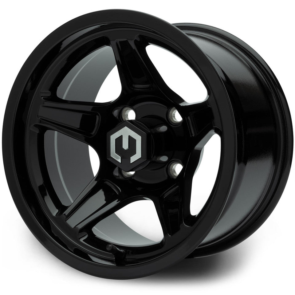 MODZ® Drift 12x7 Glossy Black Golf Cart Wheel