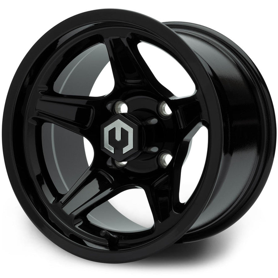 MODZ® Drift 12x7 Glossy Black Golf Cart Wheel