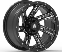Empire® Hook HK2 14x7 Gloss Black & Milled Edges Golf Cart Wheel