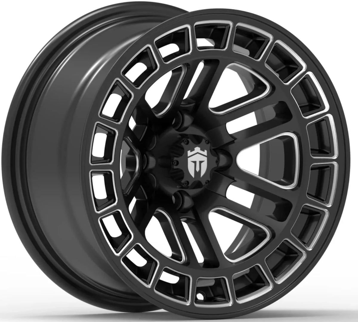 Empire® Quest Q2 14x7 Gloss Black & Milled Edges Golf Cart Wheel