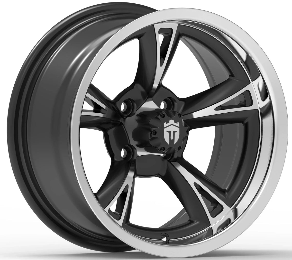 Empire® Rodder RD1 14x7 Gloss Black & Polished Face Golf Cart Wheel