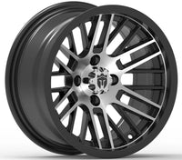 Empire® Switch GB3 14x7 Gloss Black & Machined Face Gold Cart Wheel