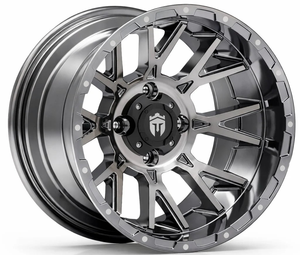 Empire 14" Savage SV5 Black Chrome Wheel & X Comp Golf X/T Tire Package