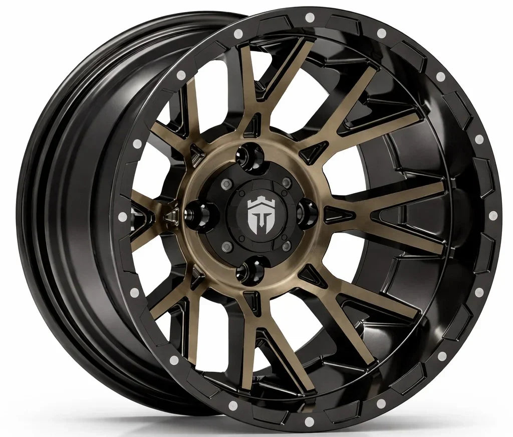 Empire® Savage SV6 14x8 Gloss Black & Machined Faced Tinted Golf Cart Wheel