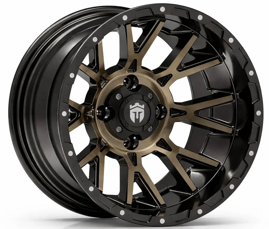 Empire® Savage SV6 14x8 Gloss Black & Machined Faced Tinted Golf Cart Wheel
