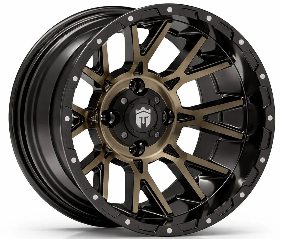 Empire® 14" Savage SV6 Gloss Black & Machined Faced Tinted Golf Cart Wheel