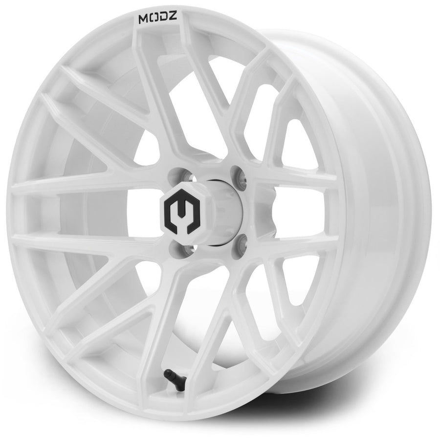 MODZ® Matrix Glossy White 15" Golf Cart Wheel