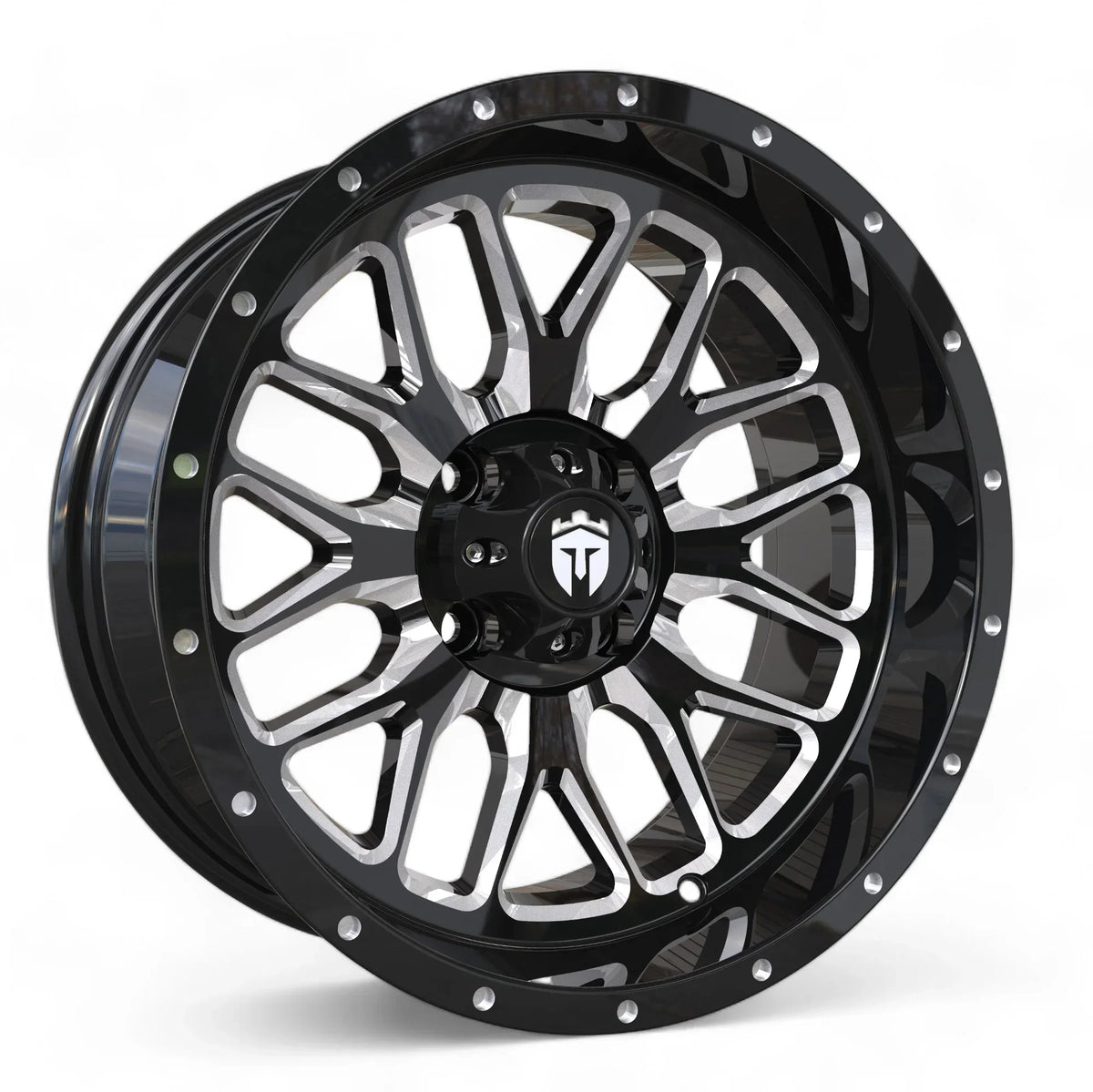 Empire® Crown C2 15x7 Gloss Black Milled Edge Golf Cart Wheel