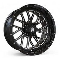 Empire® Knight K2 15x7 Gloss Black Milled Edge Golf Cart Wheel