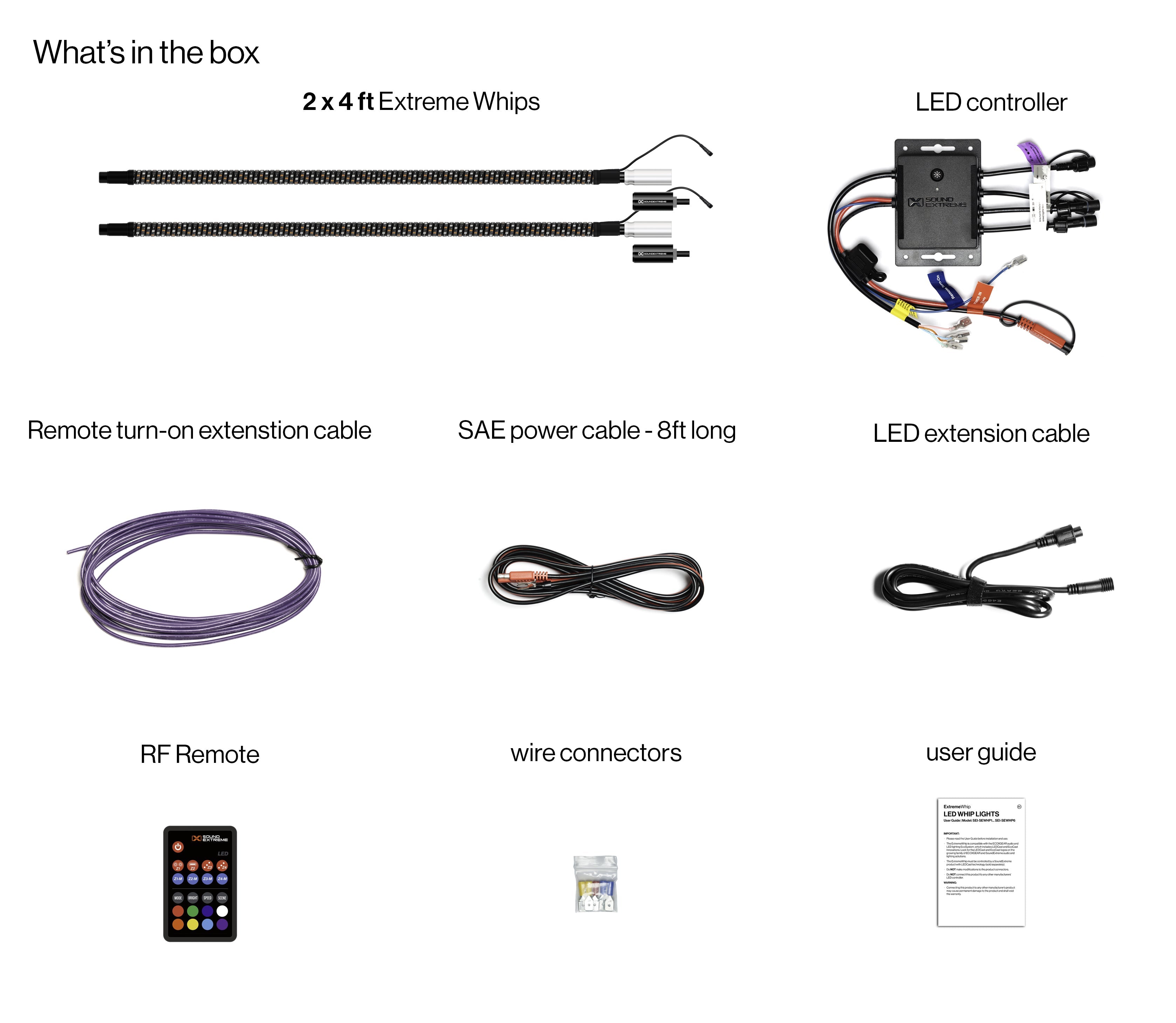 Extreme Whip Kit Qty 2 x 4 ft plus LEDCast Controller