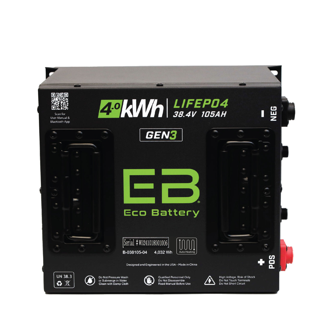 Eco Battery 38V 105Ah Cube LiFePO4 Battery / Heated