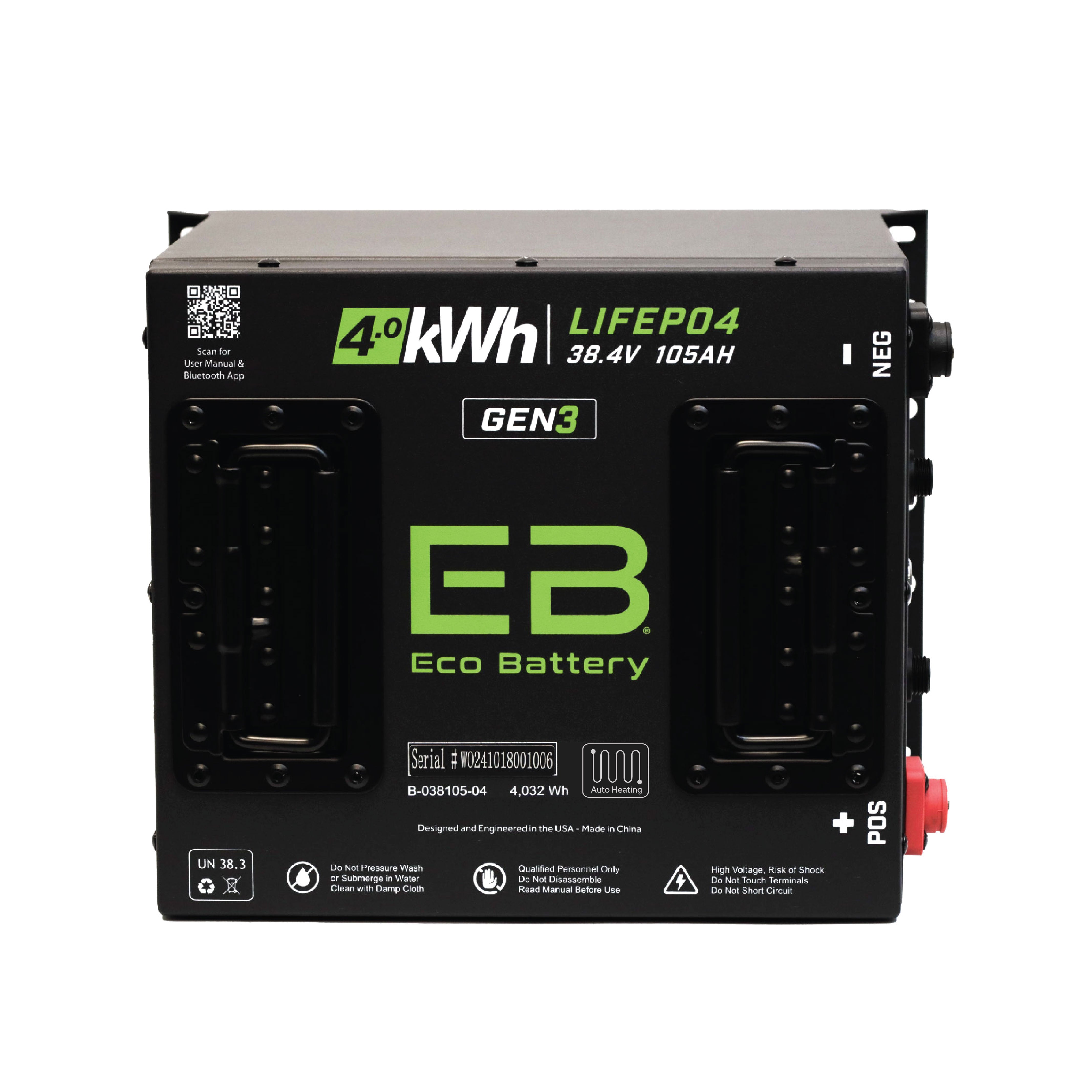 Eco Battery 38V 105Ah Cube LiFePO4 Battery / Heated