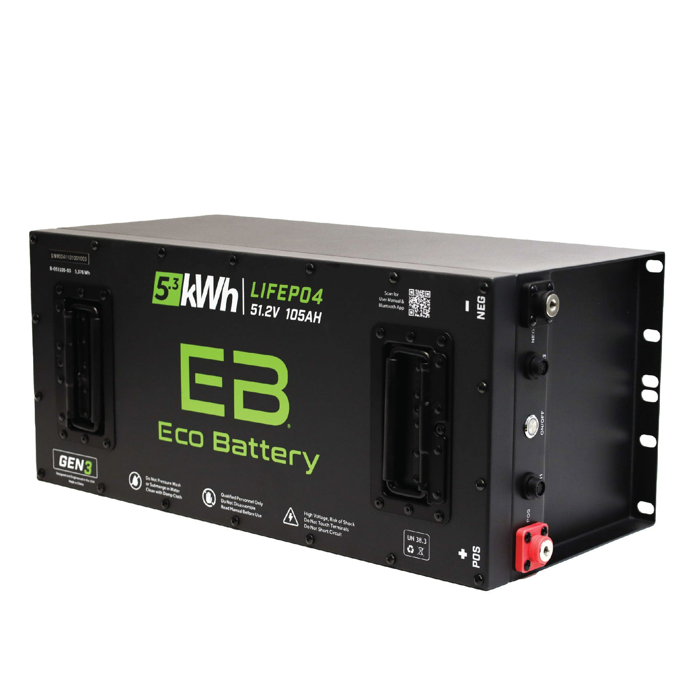 Eco Battery 51V 105Ah Skinny LiFePO4 Gen3 Battery