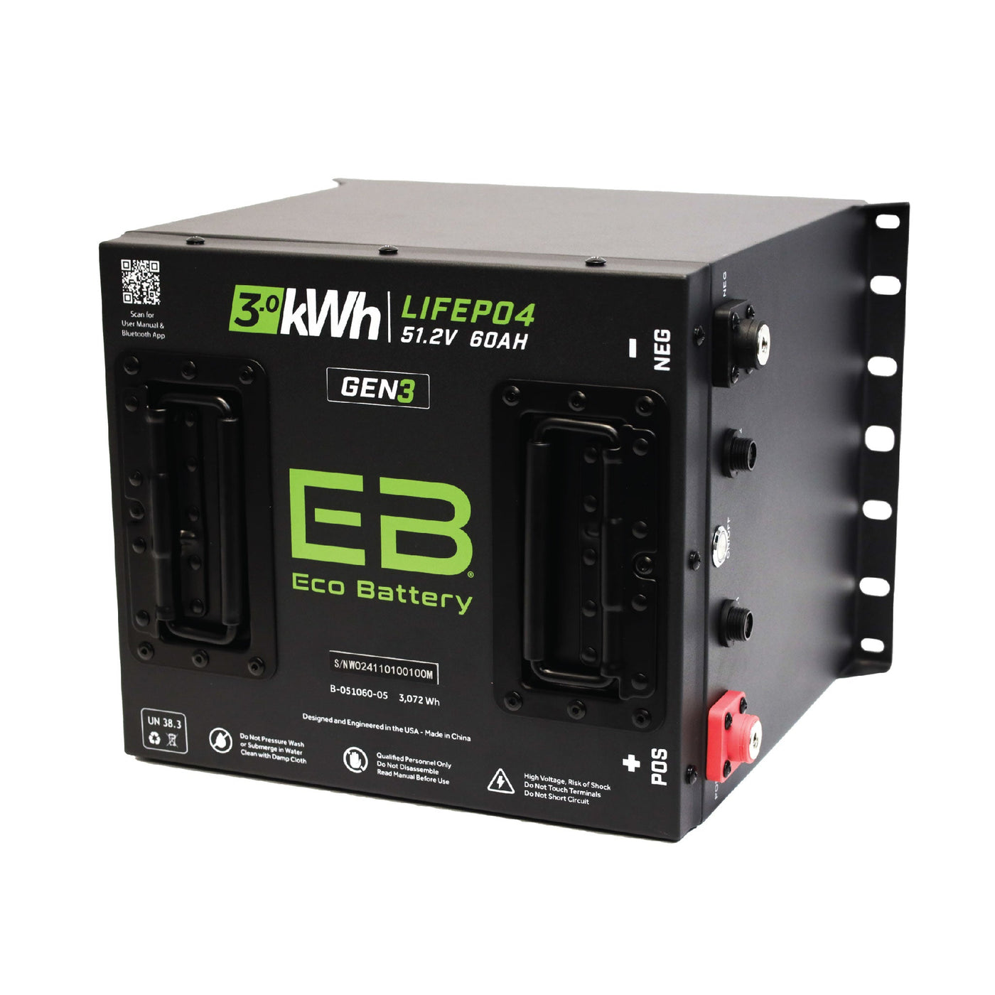 Eco Battery 51V 60Ah Cube LiFePO4 Gen3 Battery