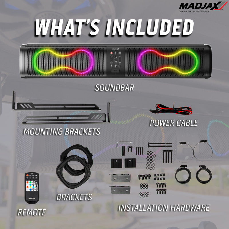 MadJax Decibel 26-Inch Golf Cart Soundbar with Bluetooth, RGB Lights & 500W Audio