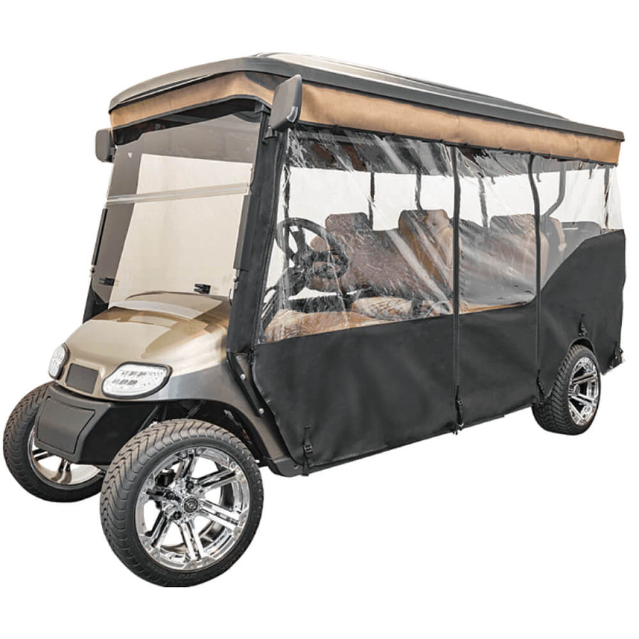 Red Dot 1996-2013 EZGO TXT 3-Sided Stock Enclosure with Stripe Valance for Triple Track 120" Top