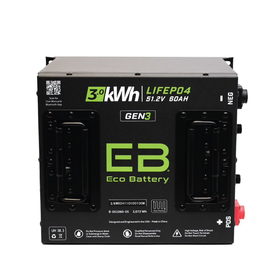 Eco Battery 51V 60Ah Cube LiFePO4 Battery / Heated