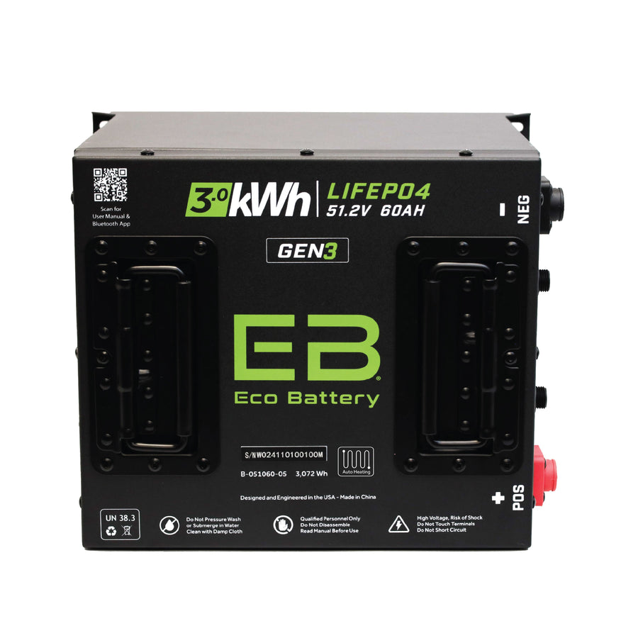 Eco Battery 51V 60Ah Cube LiFePO4 Battery / Heated