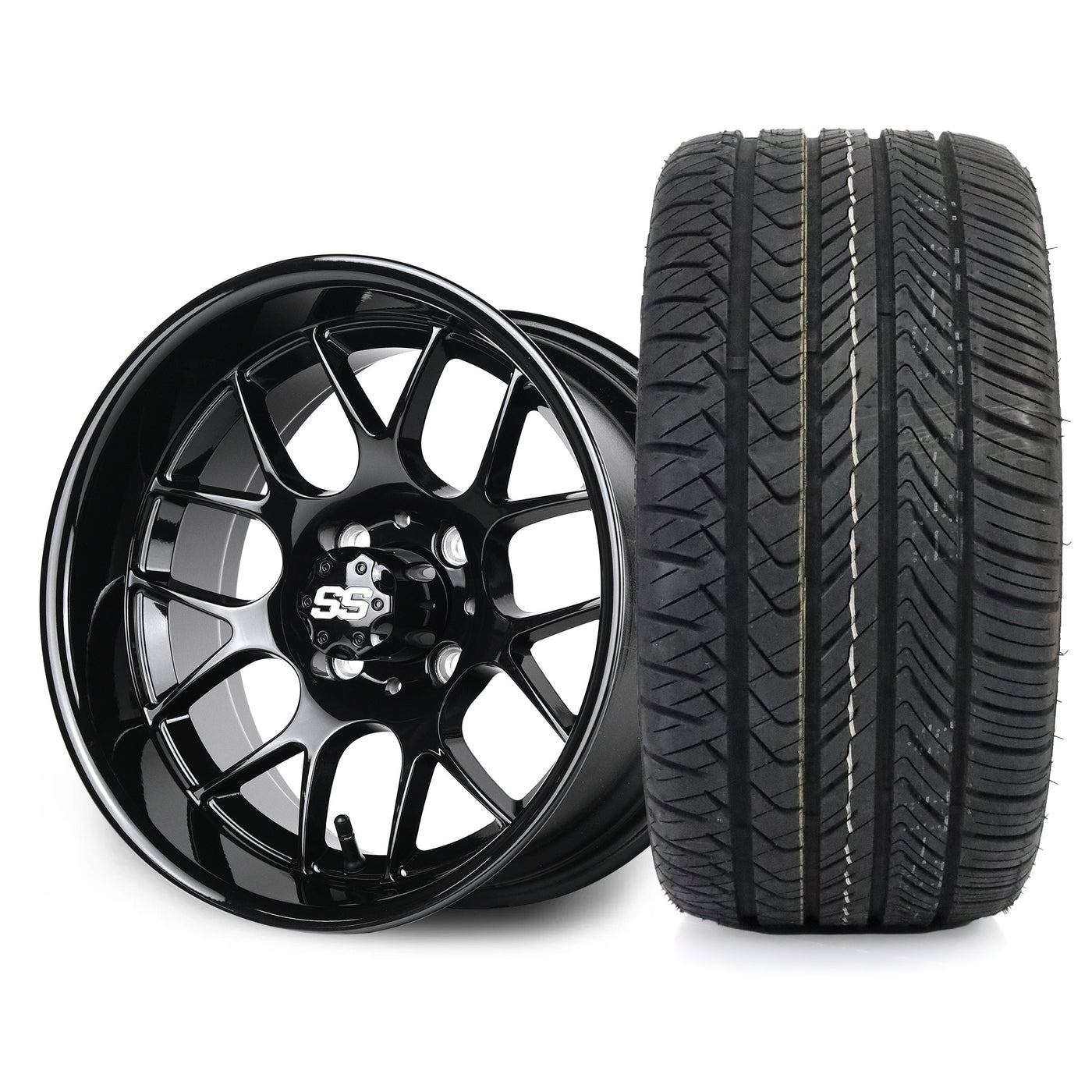 SS Wheels Alpha 12x7 Gloss Black & X Comp H/T Tire Package