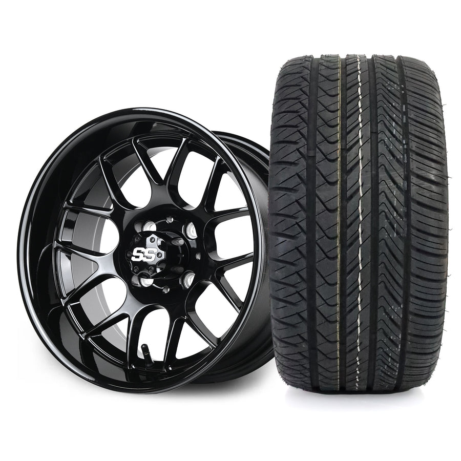 SS Wheels Alpha 12x7 Gloss Black & X Comp H/T Tire Package