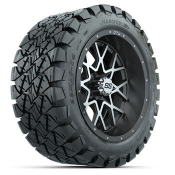 GTW Matte Machined/Gray Vortex 14 in Wheels with 22x10-14 Timberwolf All-Terrain Tires - Set of 4