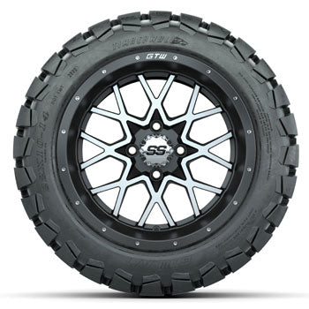 GTW Matte Machined/Gray Vortex 14 in Wheels with 22x10-14 Timberwolf All-Terrain Tires - Set of 4