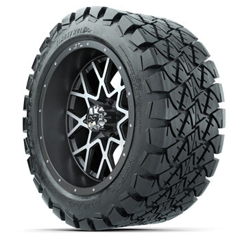 GTW Matte Machined/Gray Vortex 14 in Wheels with 22x10-14 Timberwolf All-Terrain Tires - Set of 4