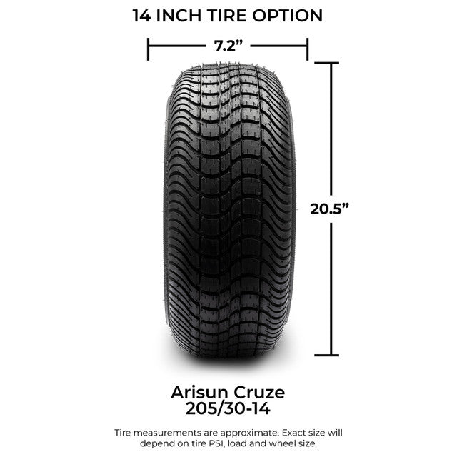 Arisun Cruze Street Golf Cart Tire 205/30-14 DOT (4 Ply)