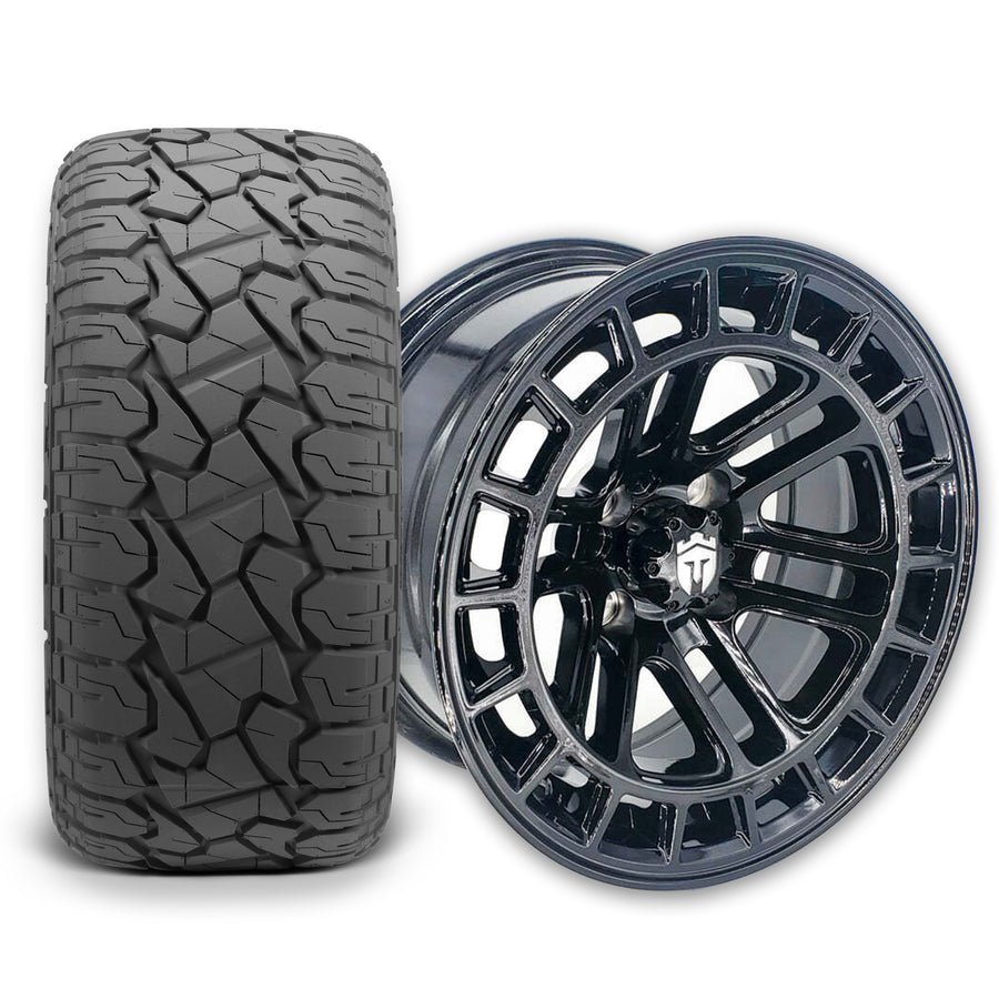 Empire Quest QGB 14x7 Gloss Black Wheel with X Comp Golf X/T Tire
