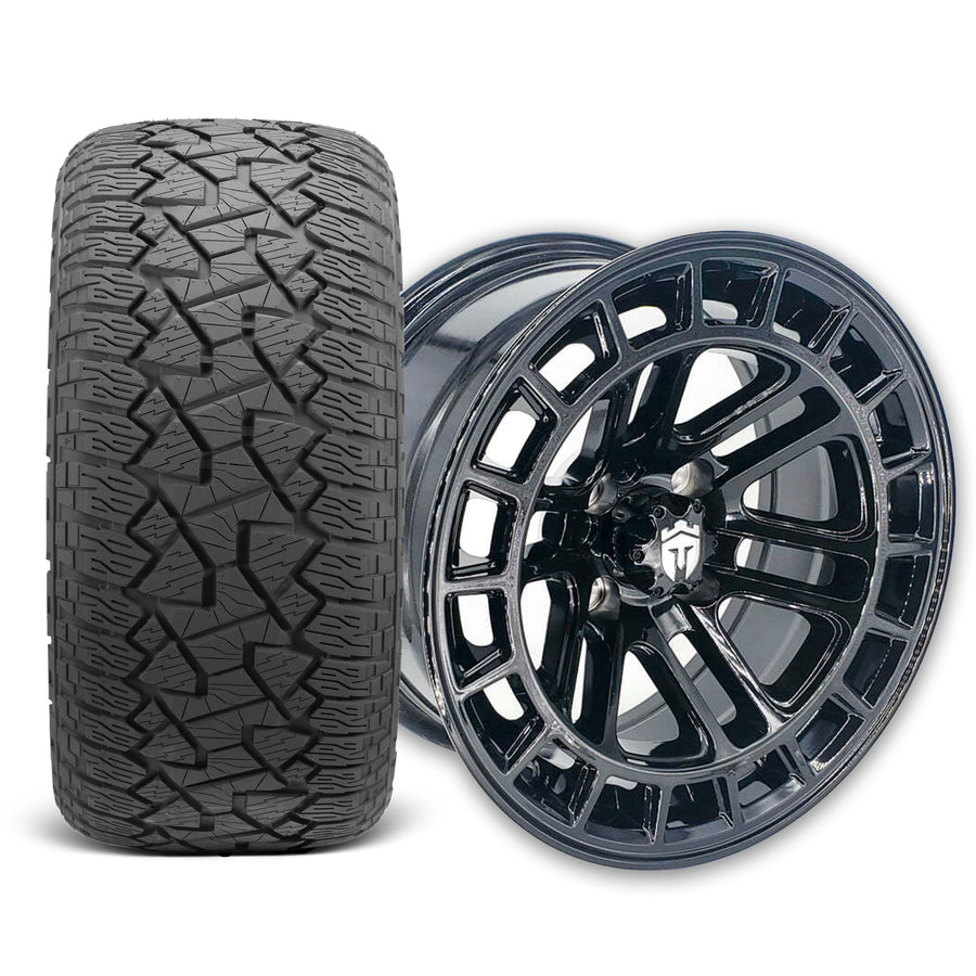 Empire Quest QGB 14x7 Gloss Black Wheel with X Comp Golf A/T Tire