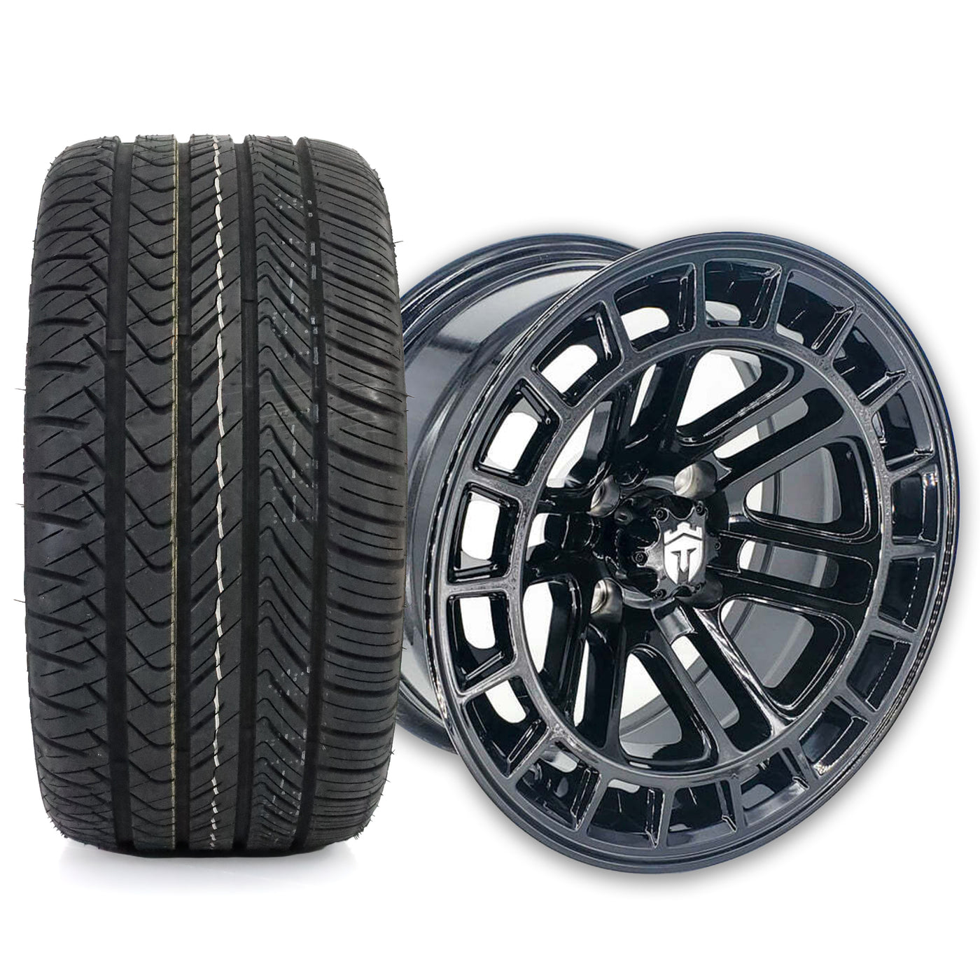 Empire Quest QGB 14x7 Gloss Black Wheel with X Comp Golf H/T Tire