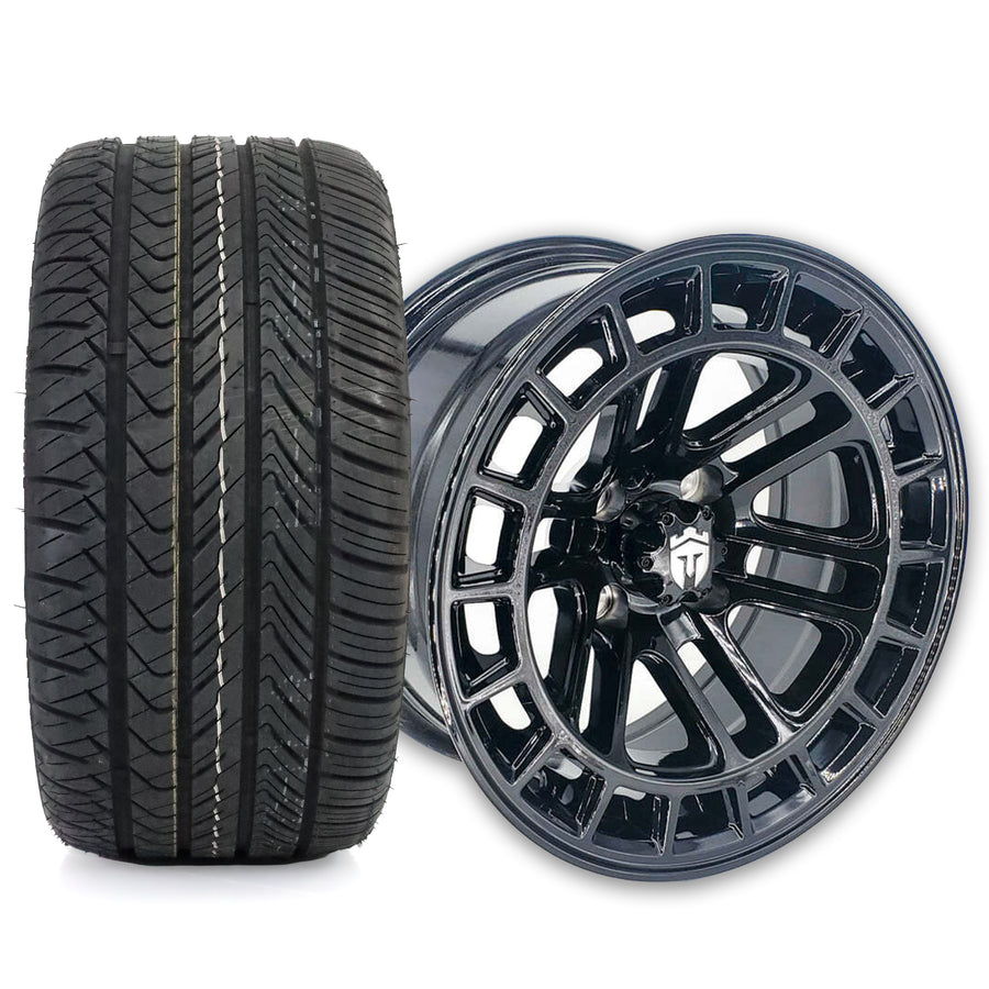 Empire Quest QGB 14x7 Gloss Black Wheel with X Comp Golf H/T Tire