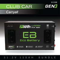 Eco Battery (48V) 51V 150AH Battery Bundle / Club Car Carryall