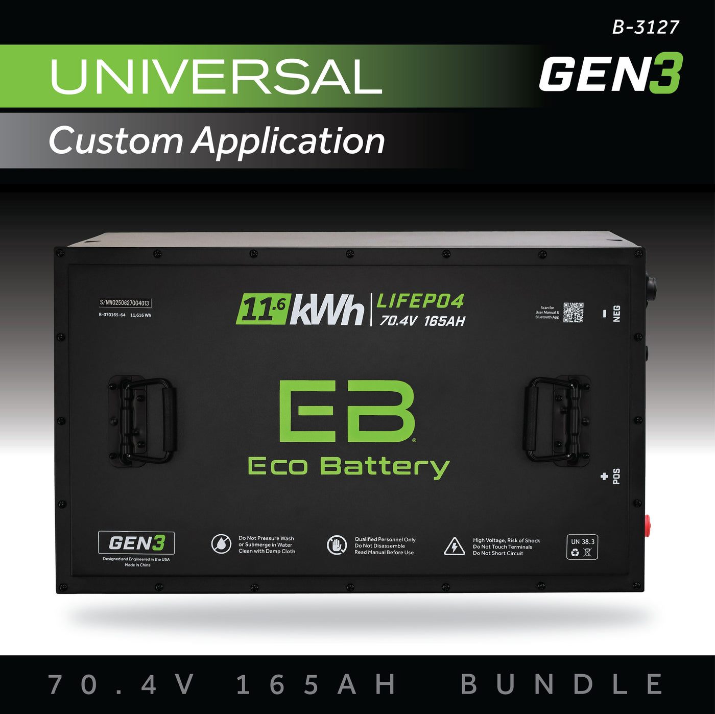 Eco Battery 70V (72V) 165AH Battery Bundle / Universal - DIY