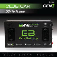 Eco Battery (48V) 51V 150AH Battery Bundle / Club Car DS / H-Frame