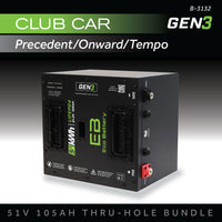 Eco Battery (48V) 51V 105AH Thru-Hole Battery Bundle / Club Car Precedent/Onward/Tempo