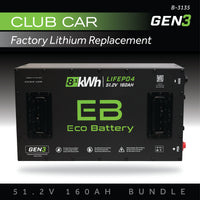Eco Battery (48V) 51V 160Ah Battery Bundle / Club Car Factory Lithium
