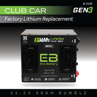 Eco Battery (48V) 51V 60Ah Battery Bundle / Club Car Factory Lithium
