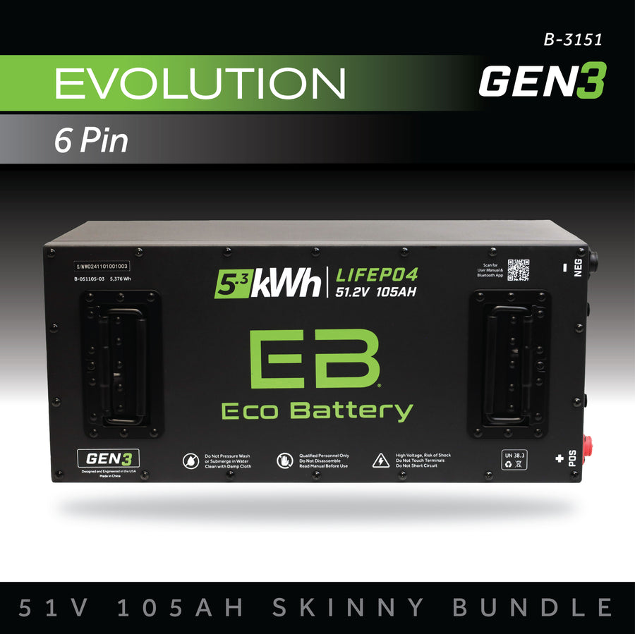 Eco Battery (48V) 51V 105Ah Skinny Battery Bundle / Evolution (6-Pin)