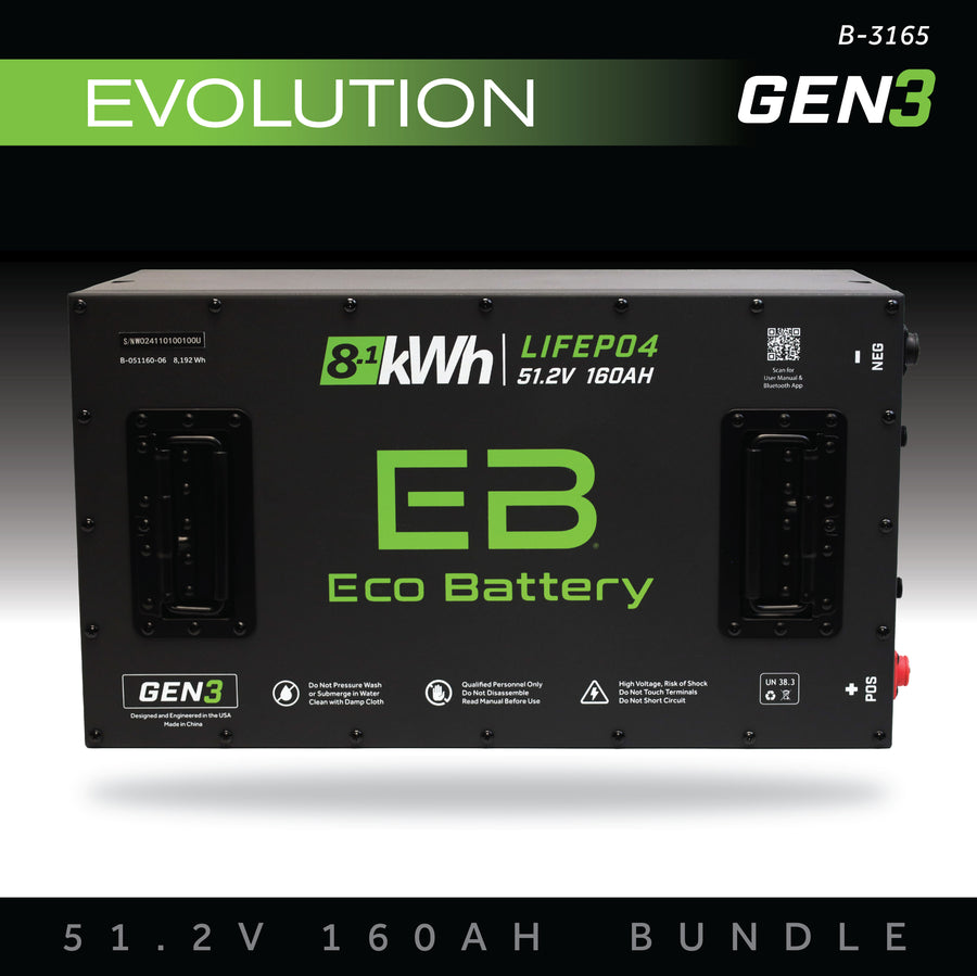 Eco Battery 51V (48V) 160AH Battery Bundle / Evolution (9-Pin Harness)
