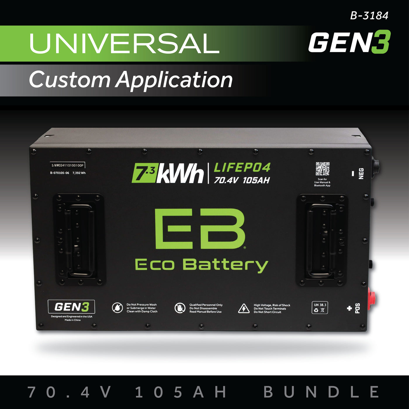 Eco Battery 70V (72V) 105AH Battery Bundle / Universal