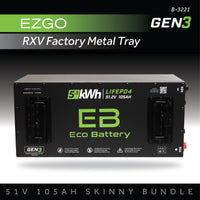 Eco Battery (48V) 51V 105AH Skinny Battery Bundle / EZGO RXV (Factory Metal Tray)