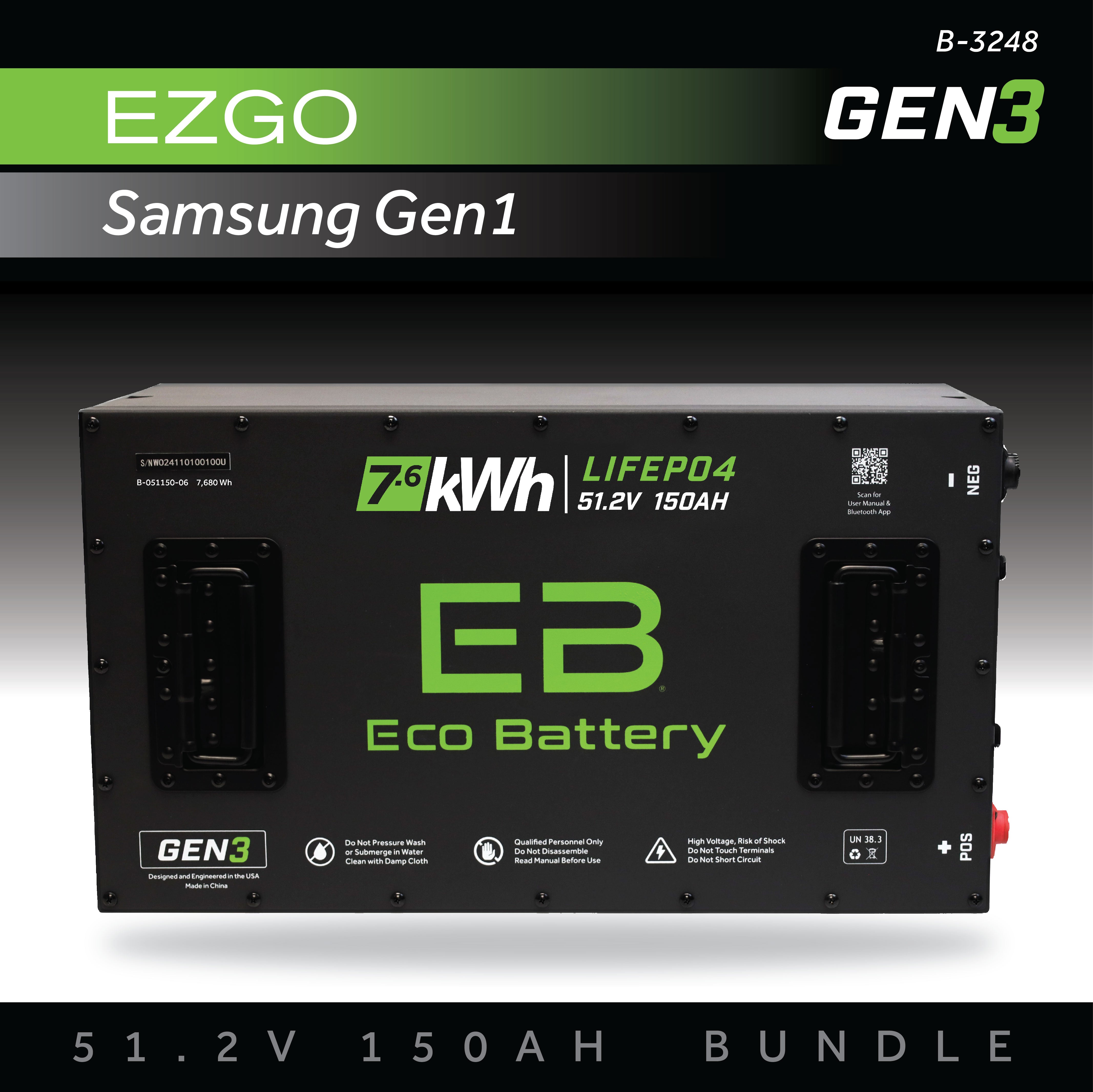 エバ Eco Battery (48V) 51V 150AH Battery Bundle / EZGO RXV Samsung Gen1