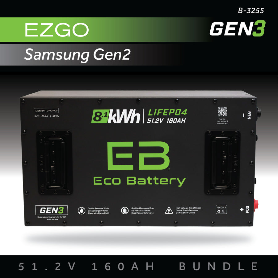 Eco Battery (48V) 51V 160AH Battery Bundle / EZGO RXV Samsung Gen2 (2022+)