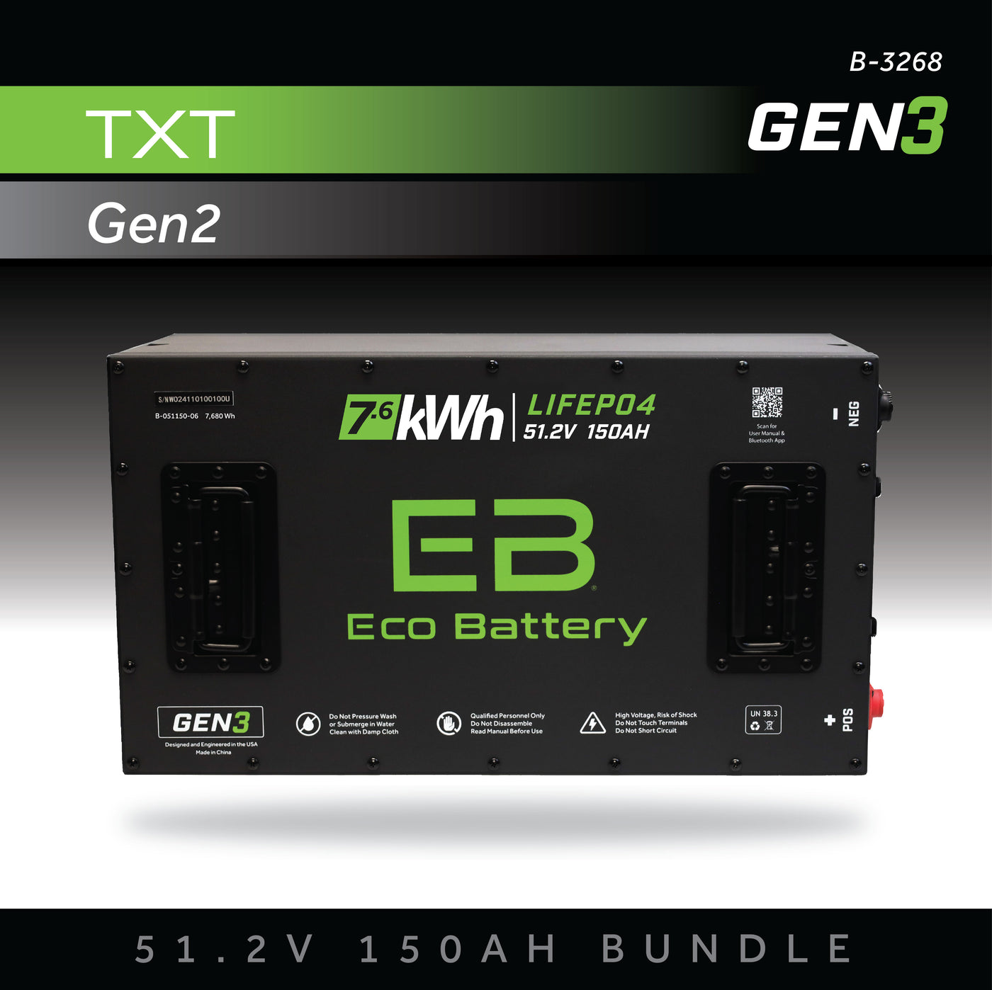 Eco Battery 51V 150AH Battery Bundle / EZGO TXT Samsung Gen2