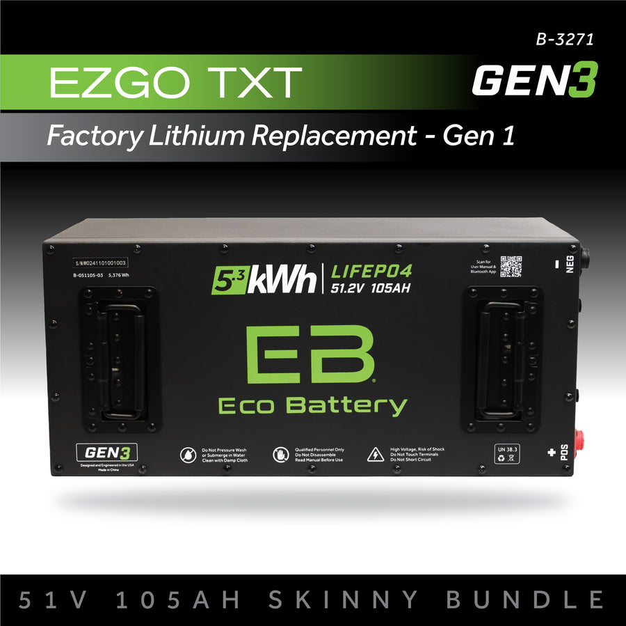 Eco Battery 51V 105AH Skinny Battery Bundle / EZGO TXT Samsung Gen1