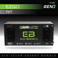 Eco Battery (48V) 51V 105AH Skinny Battery Bundle / EZGO TXT