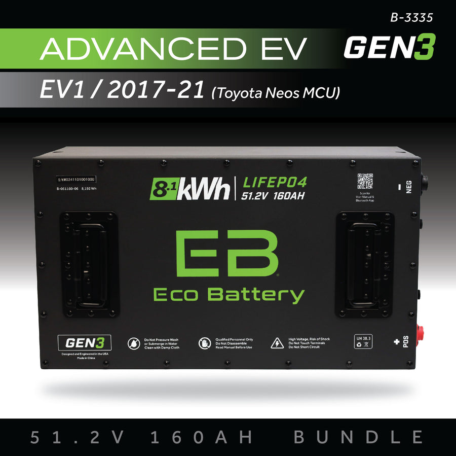 Eco Battery (48V) 51V 160AH Battery Bundle / Advanced EV EV1 / 2017-21 (Toyota Neos MCU)